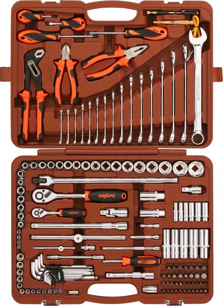 Набор инструмента универсальный 1/4" 1/2"DR 143 предмета OMT143SL OMBRA